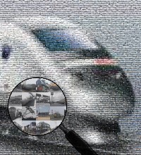 High speed train photograph made of trains images